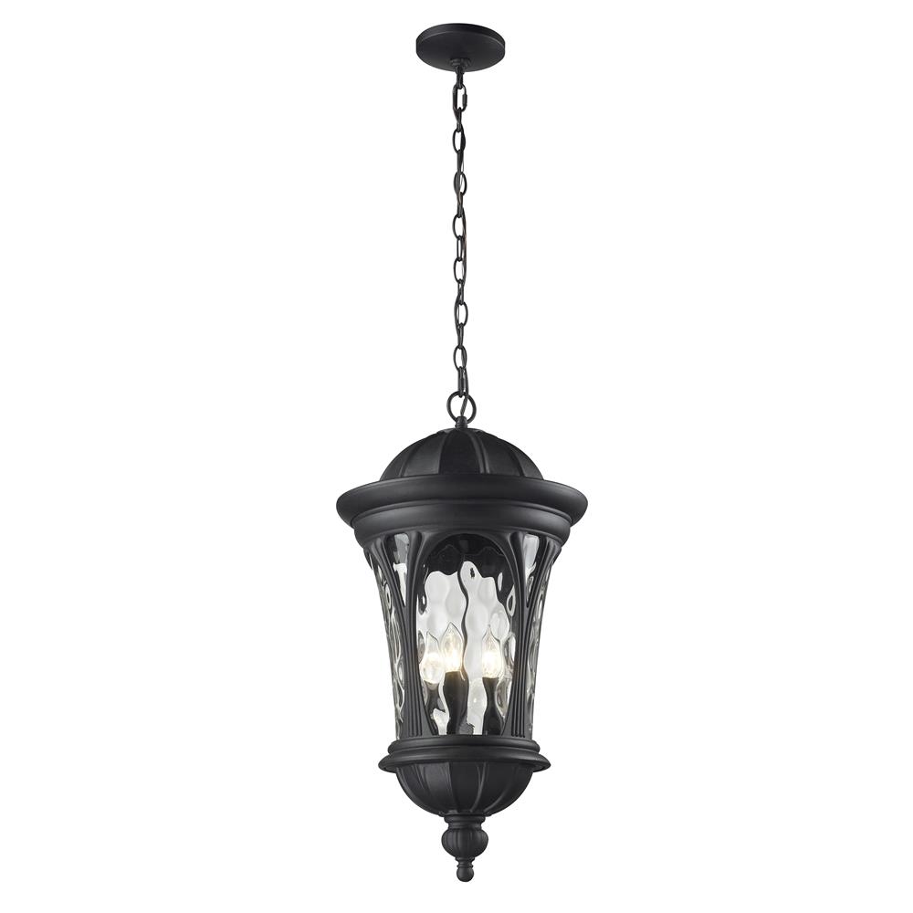 Z-Lite 543CHB-BK Outdoor Chain Light in Black with a Water glass Shade